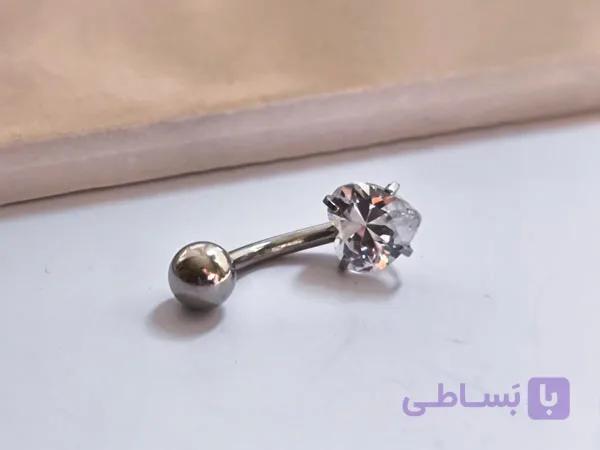 پیرسینگ ناف قلب نقره ای استیل