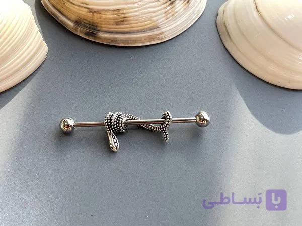 پیرسینگ محوری نقره ای مار — تصویر 1