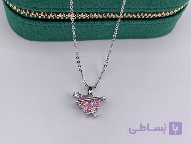 گردنبند قلبی صورتی کمرنگ — تصویر 1