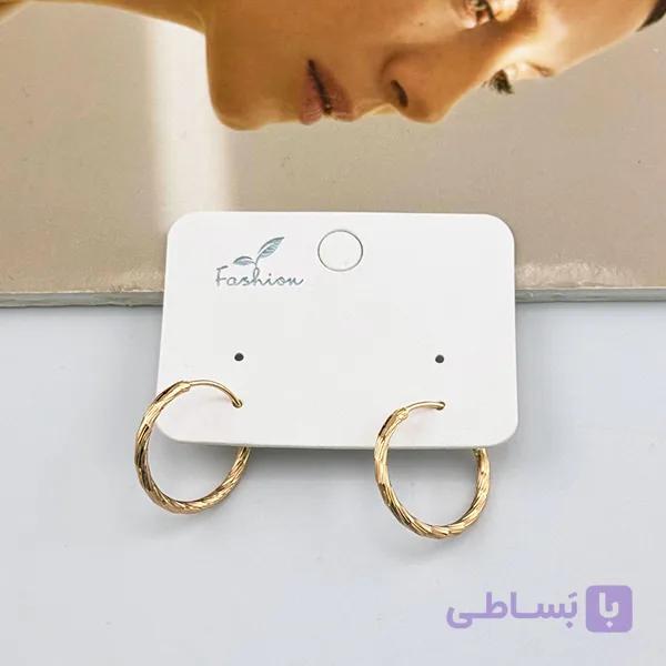 گوشواره حلقه‌ای طلایی با بافت مارپیچ ژوپینگ — تصویر 1