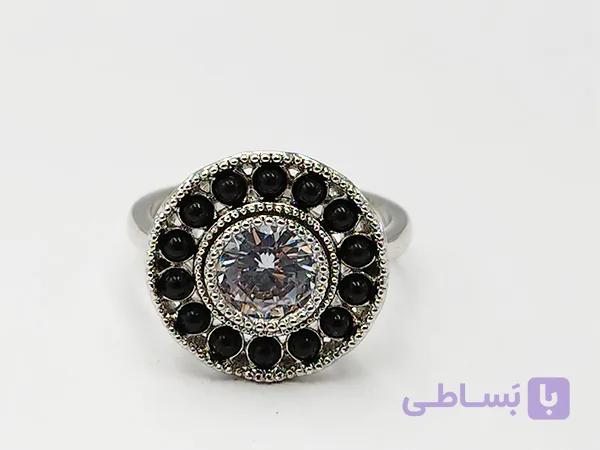 انگشتر نقره ای ژوپینگ سنگ مشکی کد C078 — تصویر 1