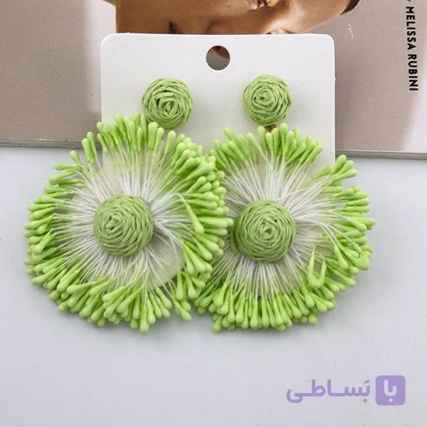 گوشواره شاپرکی سفید و سبز تابستانی — تصویر 1