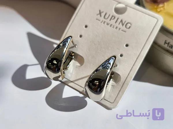 گوشواره اشکی ژوپینگ نقره ای ساده — تصویر 1