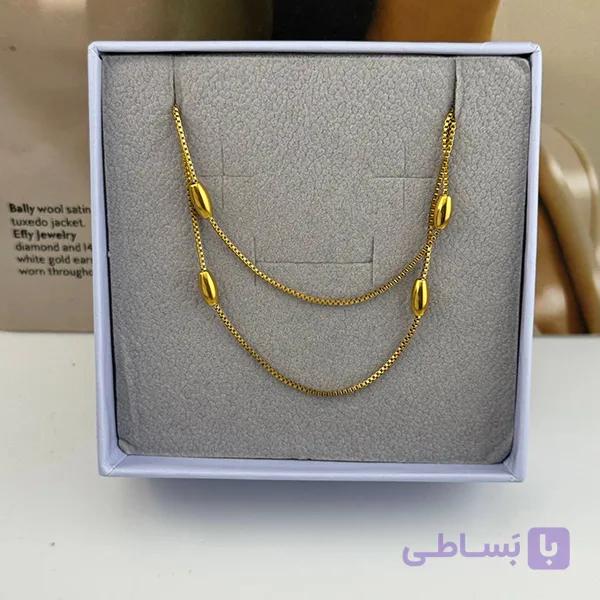 گردنبند دوتایی مینیمال طلایی — تصویر 1