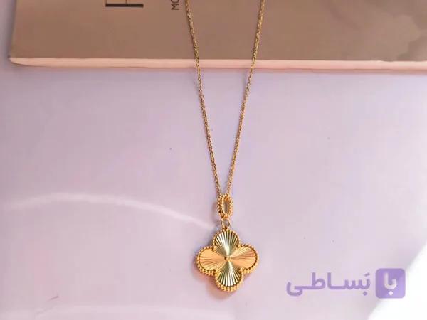 گردنبند ونکلیف طلایی استیل ساده — تصویر 1
