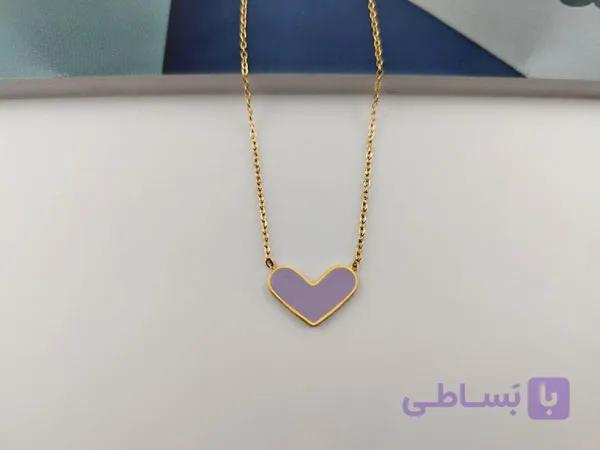 گردنبند قلب ظریف بنفش پاستیلی — تصویر 1