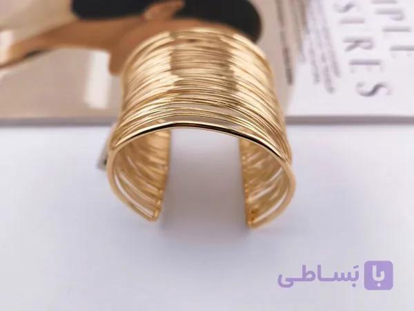 بنگل طلایی مفتولی پهن ترند کد 11038 — تصویر 1