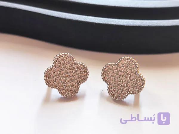 گوشواره ونکلیف سفید نگین مخراج — تصویر 1