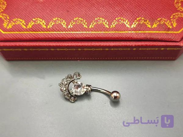 پیرسینگ ناف طرح خاص نقره ای — تصویر 1