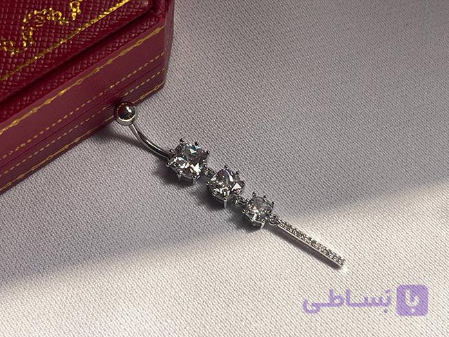 پیرسینگ طرح سه نگین استیل — تصویر 1