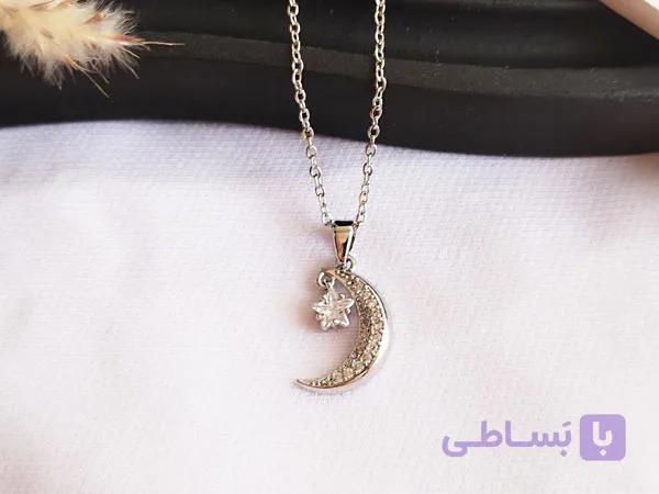 گردنبند ماه دخترانه نقره ای — تصویر 1