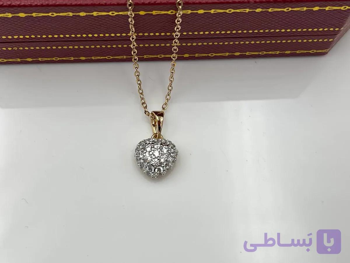 گردنبند ژوپینگ طرح قلب فول نگین — تصویر 1