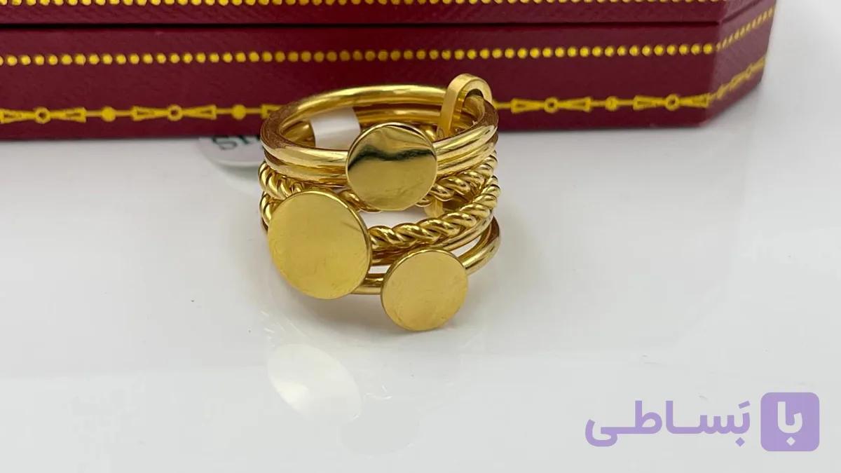 انگشتر چندتایی رینگی سکه ای طلایی — تصویر 1