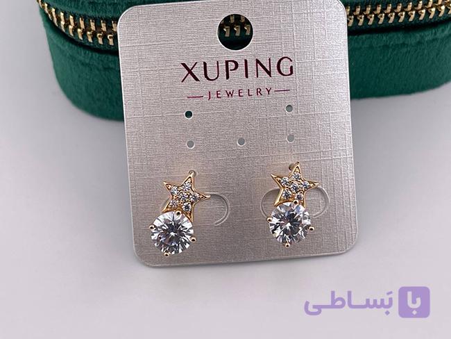 گوشواره مینیمال طرح ستاره و نگین — تصویر 1