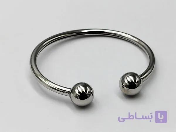 بنگل ساده نقره ای دو سر گوی — تصویر 1
