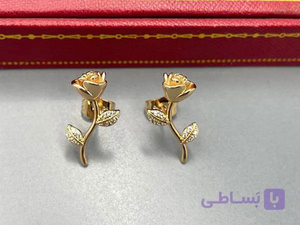 گوشواره گل رز ژوپینگ طرح طلا — تصویر 1