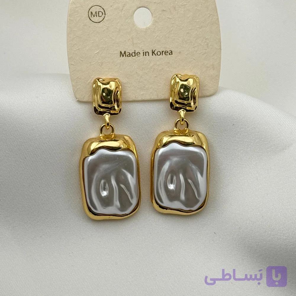 گوشواره فشن طلایی مرواریدی — تصویر 1