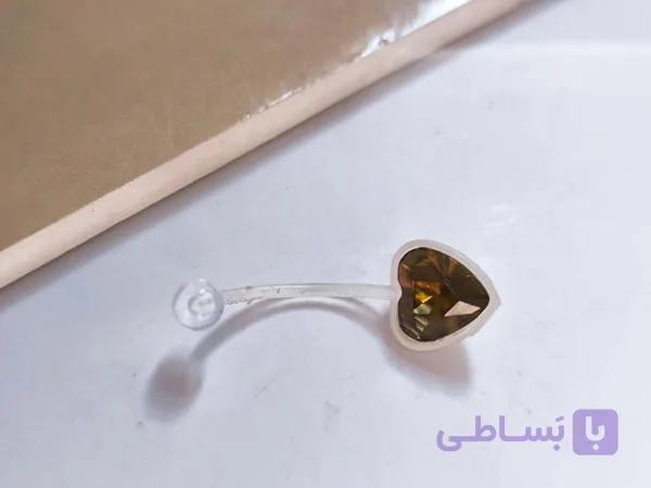پیرسینگ ناف پلاستیکی نگین قلب — تصویر 1