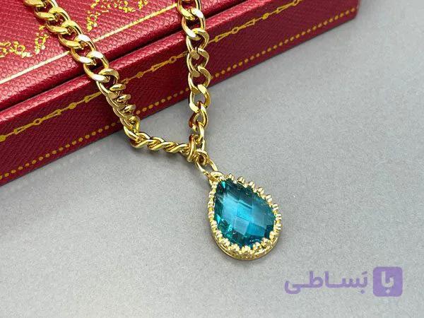گردنبند کارتیر با کریستال آبی — تصویر 1