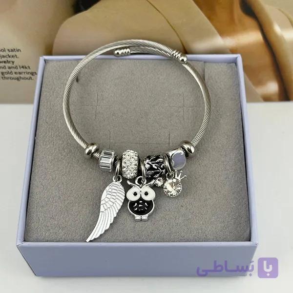 دستبند پاندورا جغد سفید دخترانه کد 10643 — تصویر 1