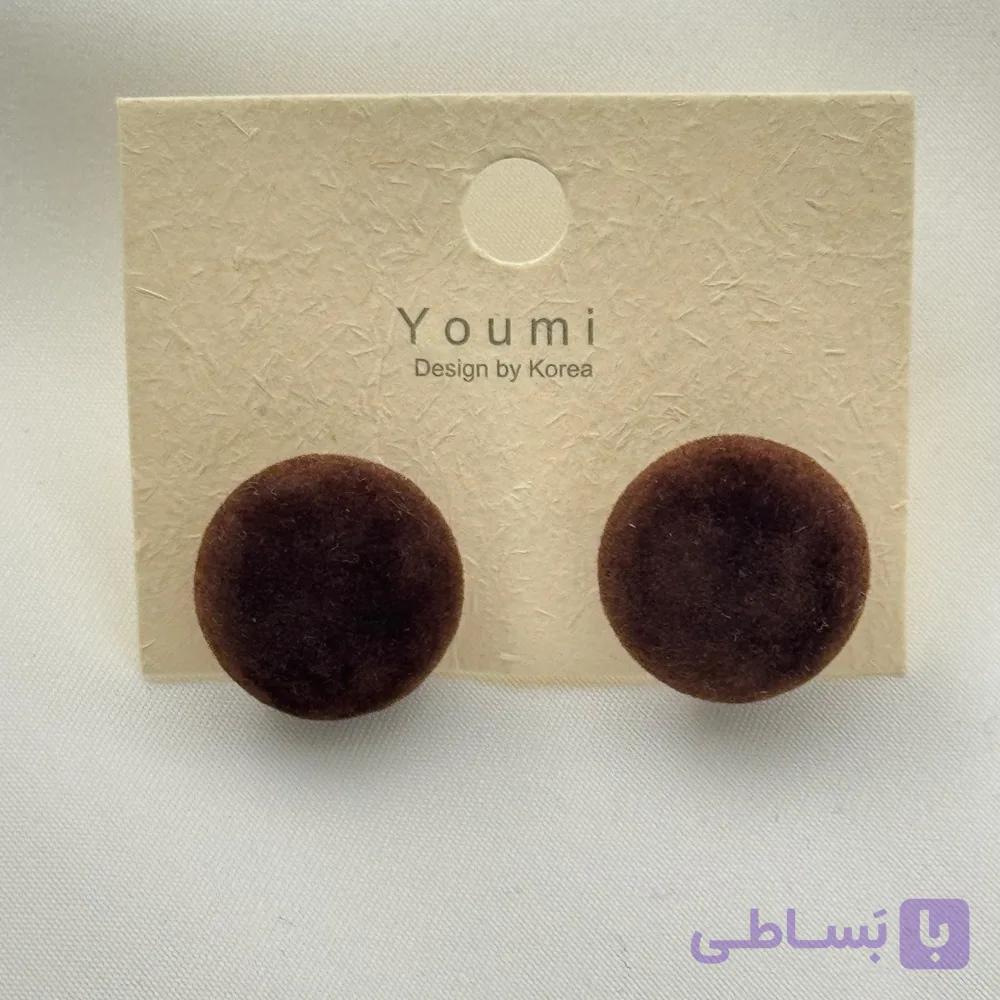 گوشواره مخملی قهوه‌ای گرد — تصویر 1