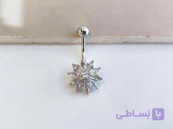 پیرسینگ ناف گل نگینی استیل کد 10917 — تصویر 1