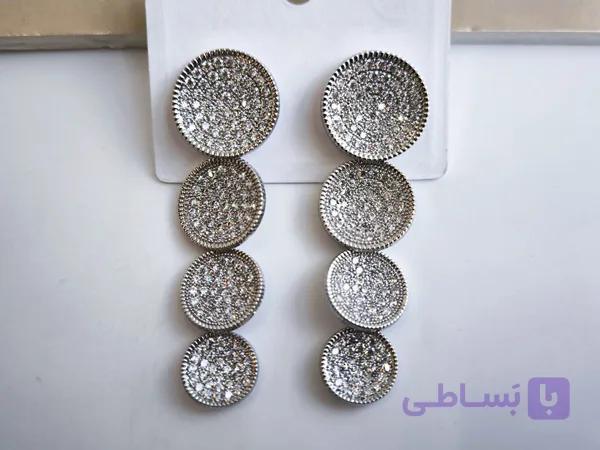 گوشواره نگین مخراج مجلسی بلند کد 10745 — تصویر 1