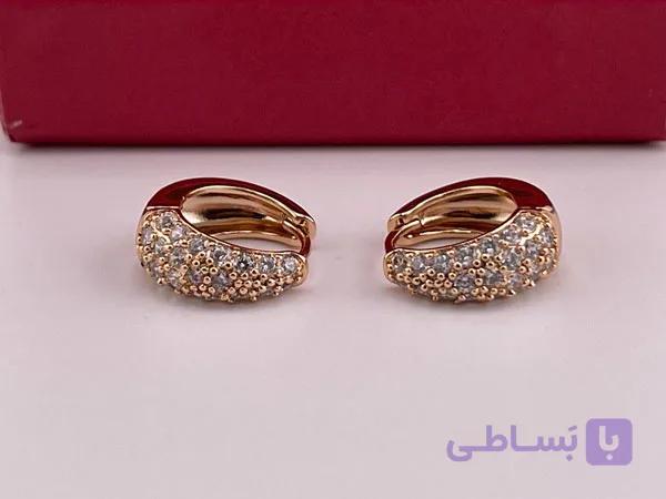 خرید گوشواره حلقه ای شیک و نگین دار — تصویر 1