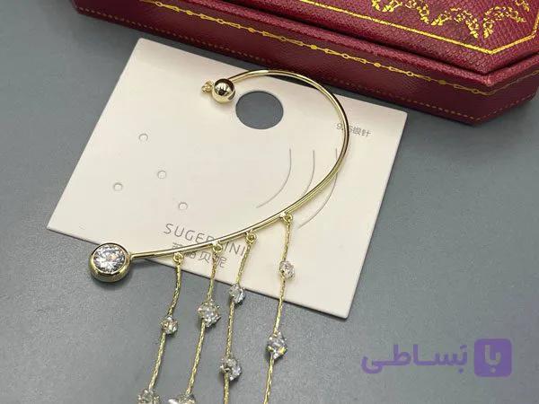 گوشواره کراس با آویزهای کریستالی — تصویر 1