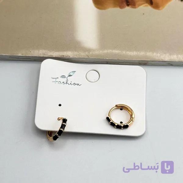 گوشواره میناکاری طلایی مشکی ژوپینگ — تصویر 1