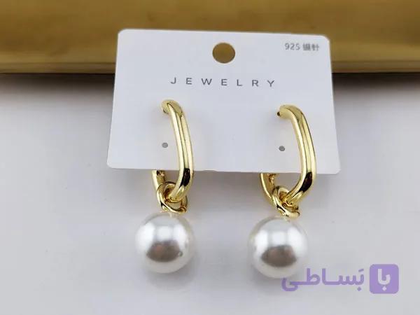 گوشواره مرواریدی ساده حلقه ای — تصویر 1