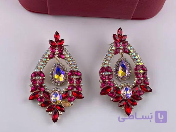 گوشواره مجلسی نگین آبی — تصویر 1