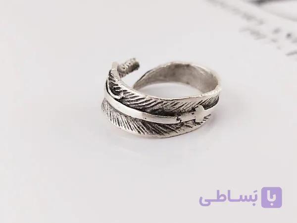 انگشتر برگ ورشو نقره ای شیک — تصویر 1
