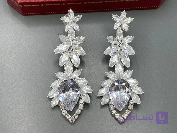 و قیمت گوشواره مجلسی کریستالی — تصویر 1
