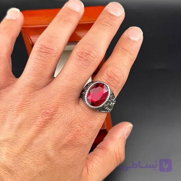 انگشتر مردانه سنگ یاقوت سرخ کلاسیک — تصویر 1