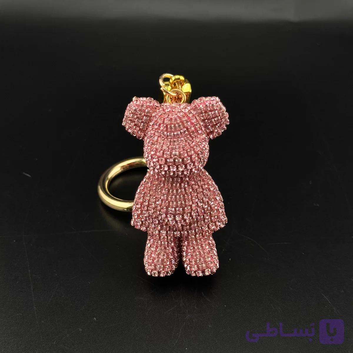 جاکلیدی و آویز کیف تدی ایستاده رنگ صورتی — تصویر 1