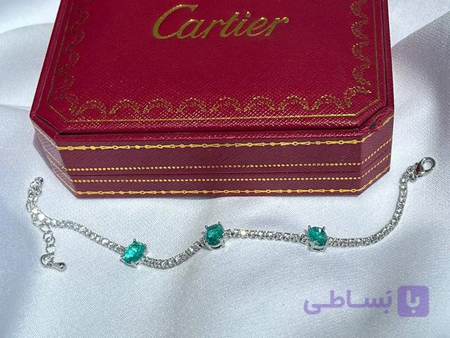 دستبند استیل نگین سبز — تصویر 1
