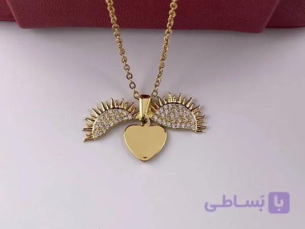 گردنبند بال فرشته پرنگین و قلب — تصویر 1