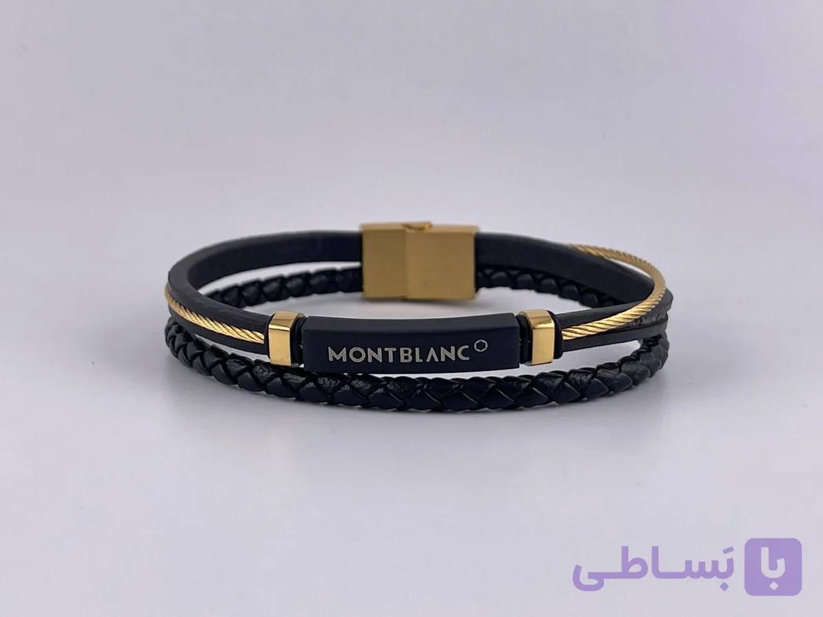 دستبند چرم و استیل مردانه مون بلان — تصویر 1