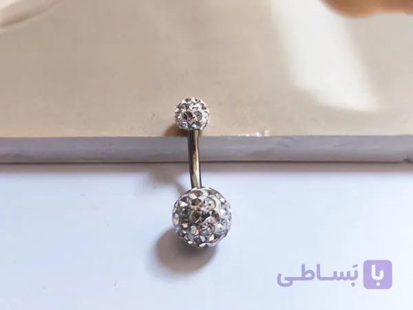 پیرسینگ ناف نقره ای نگین دار — تصویر 1