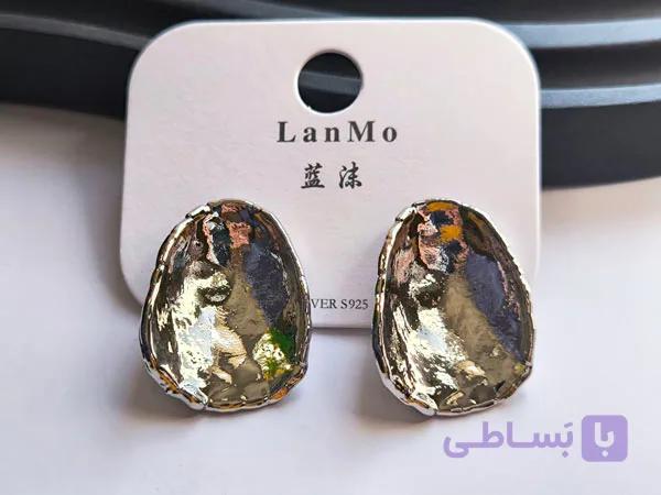 گوشواره آینه ای مینیمال شیک و ساده — تصویر 1
