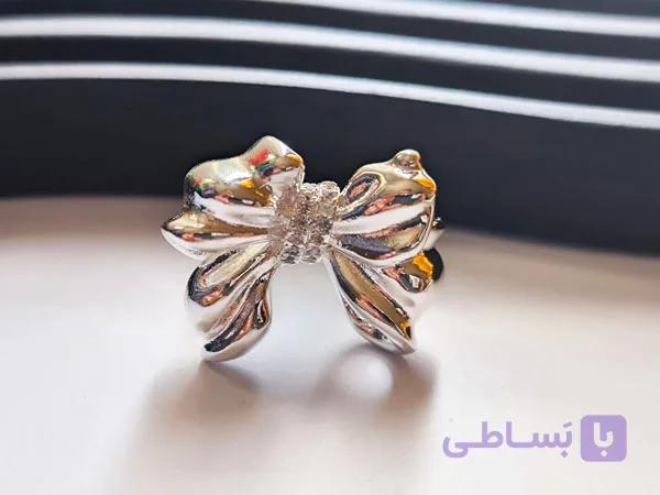 انگشتر مینیمال پاپیون آبکاری نقره — تصویر 1