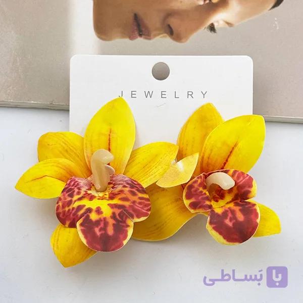 گوشواره گل ارکیده زرد — تصویر 1