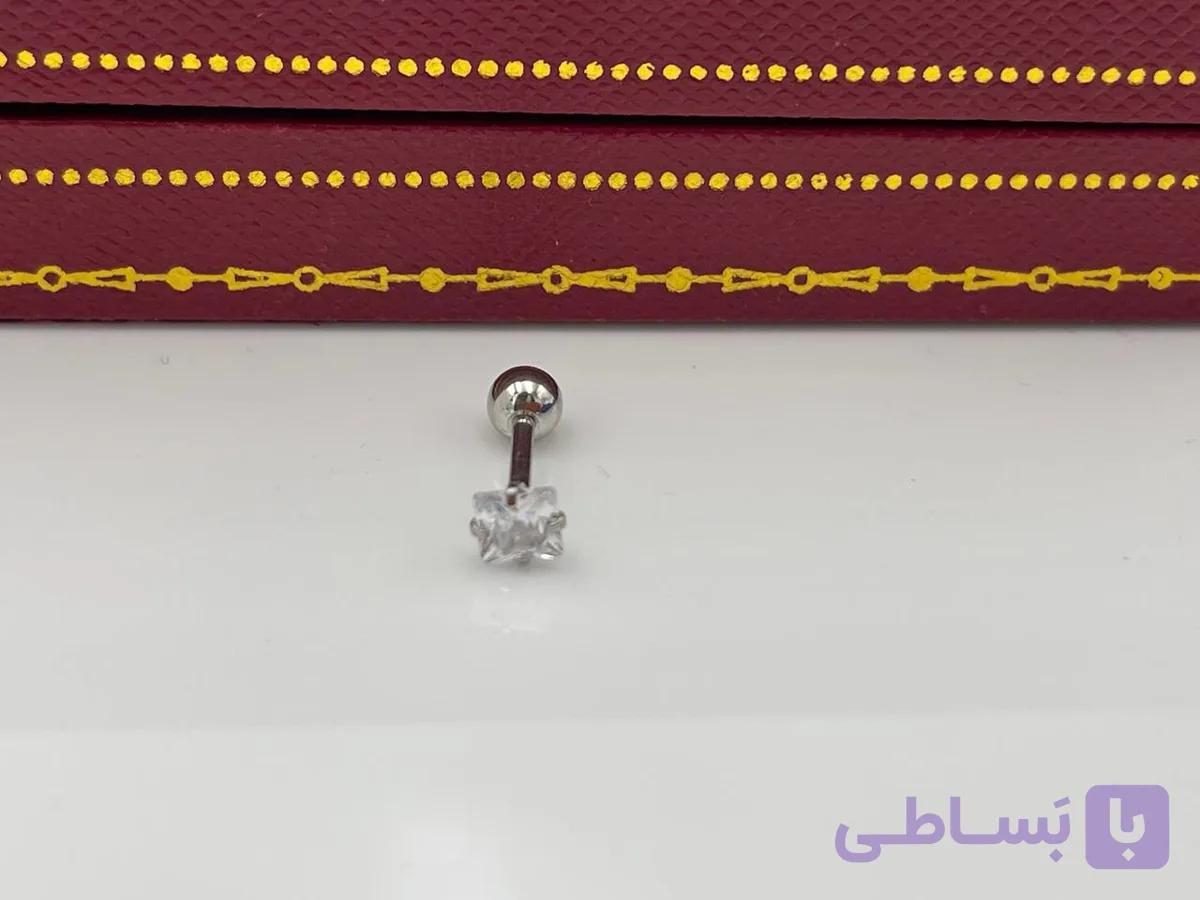 پیرسینگ گوش تک نگین در دو رنگ — تصویر 1