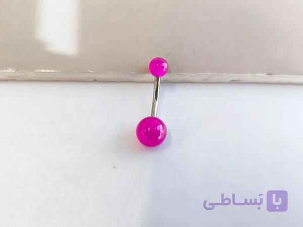 پیرسینگ دو سر گوی پلاستیکی بنفش کد 10911 — تصویر 1