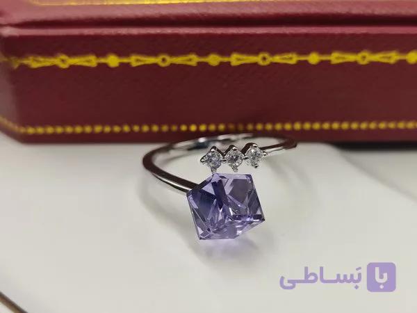 انگشتر کریستال سواروسکی بنفش — تصویر 1