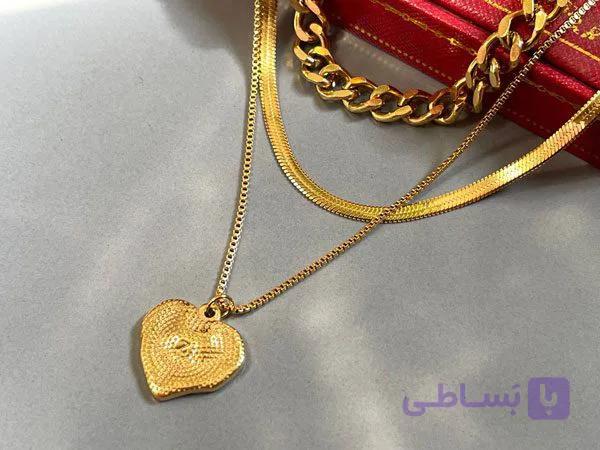 گردنبند سه لاین با آویز قلب — تصویر 1