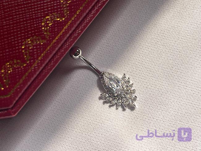 پیرسینگ تک نگین اشکی و کریستال کاری ریز — تصویر 1
