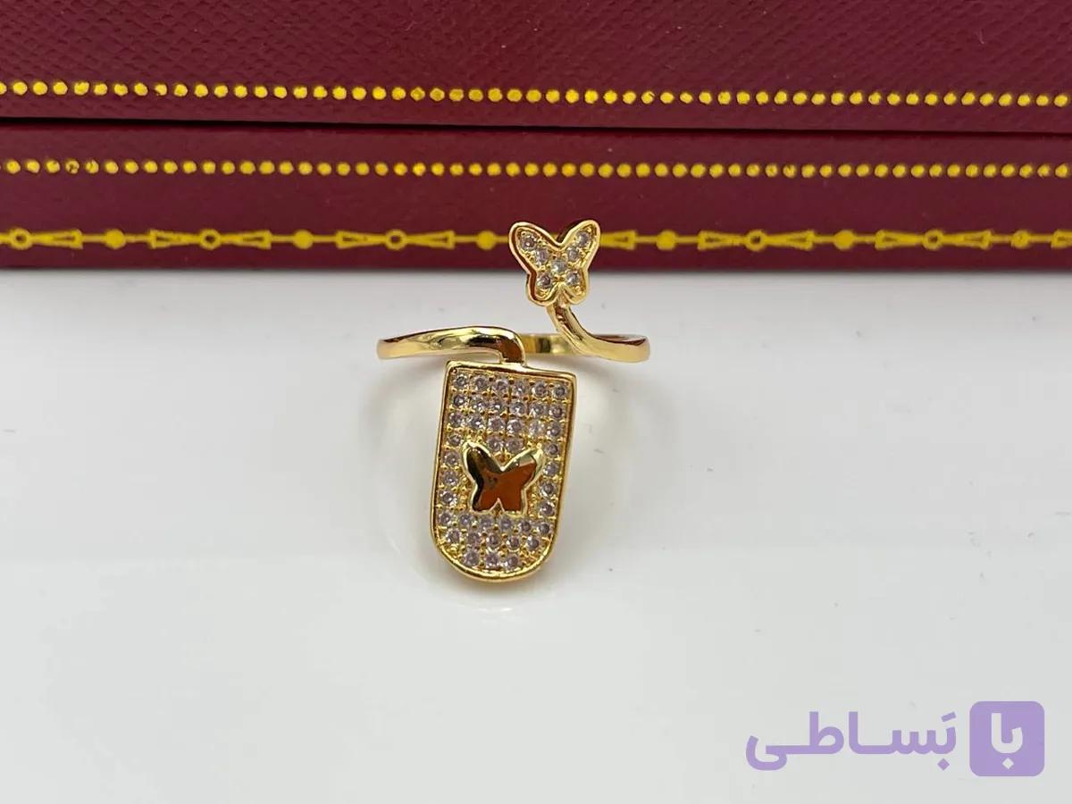 انگشتر پروانه نگین کاری دو طرفه — تصویر 1