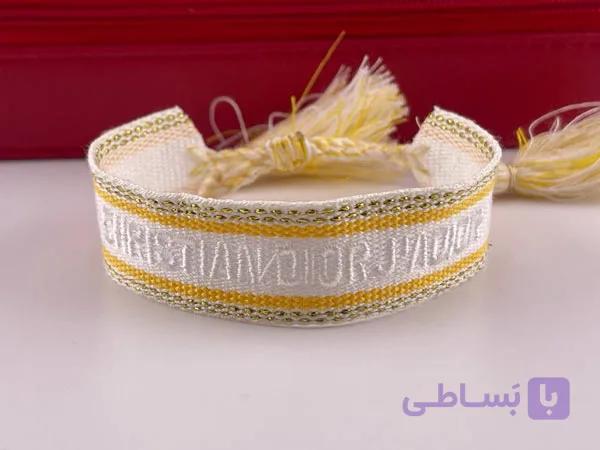 دستبند دیور پارچه ای سفید طلایی — تصویر 1